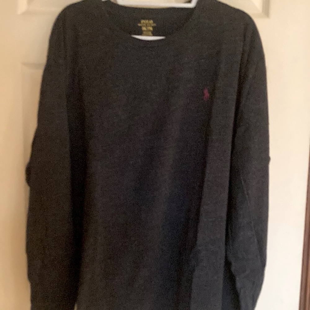 Mens Polo by Ralph Lauren long sleeve t-shirt, dark grey, size XXL